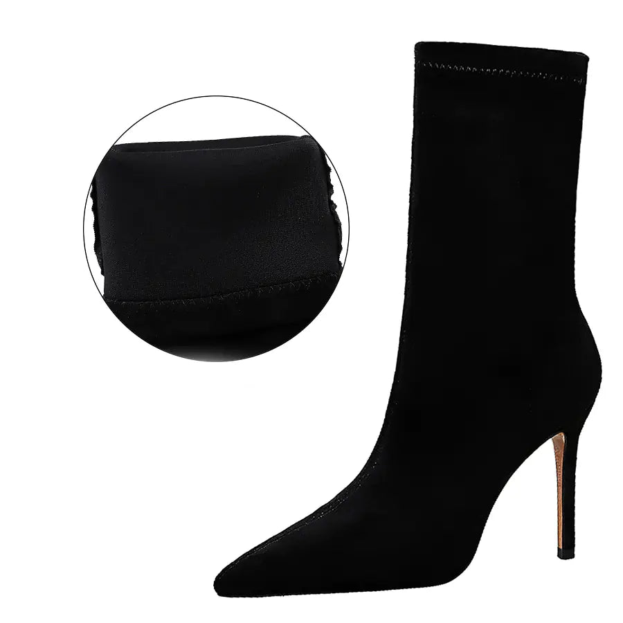 High-Heeled Suede Pointed Toe Women's Boots