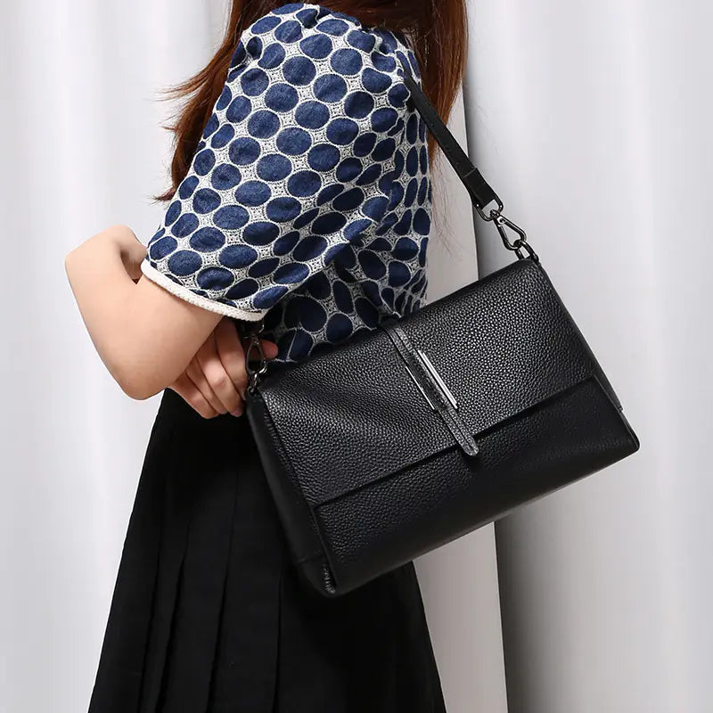 Genuine Leather Women's Shoulder Bag for Moms