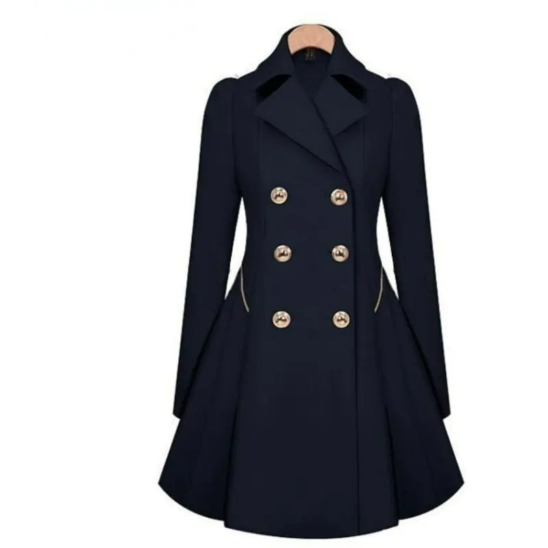 Women's Double-Breasted Long Sleeve Trench Coat