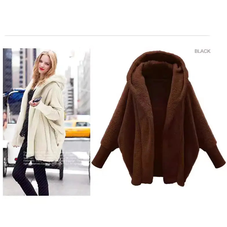 Autumn/Winter Women's Solid Color Hooded Coat