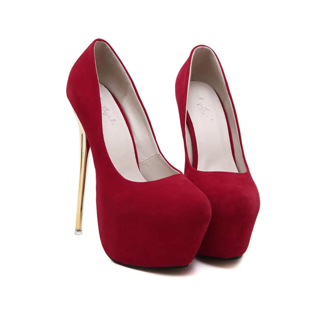 Womens Platform Stiletto Pumps 16cm High Heel Sandals with 5cm Platform Wedding Party Slip On Dress Pumps Shoes (9.5Red)
