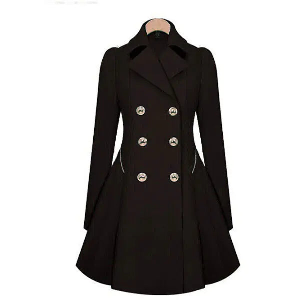 Women's Double-Breasted Long Sleeve Trench Coat