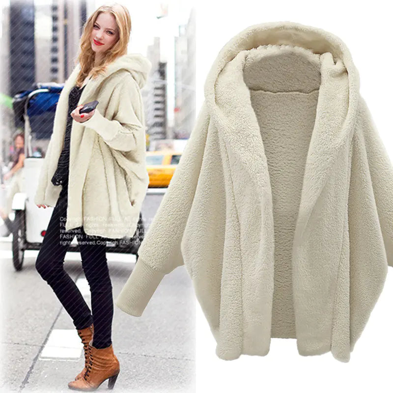 Autumn/Winter Women's Solid Color Hooded Coat
