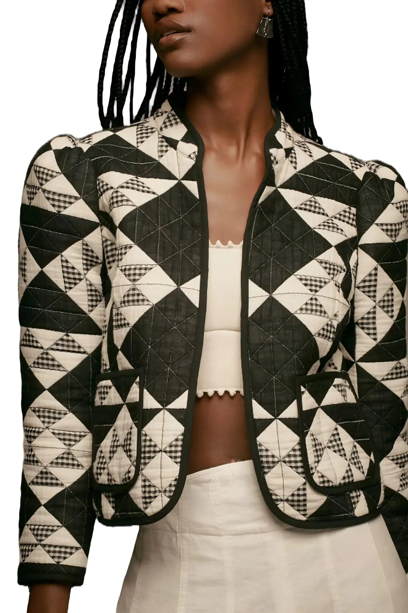 YEXPINE Womens Cropped Plaid Quilted Jacket Lightweight Long Sleeve Button Down Puffer Padded Coats with Pockets