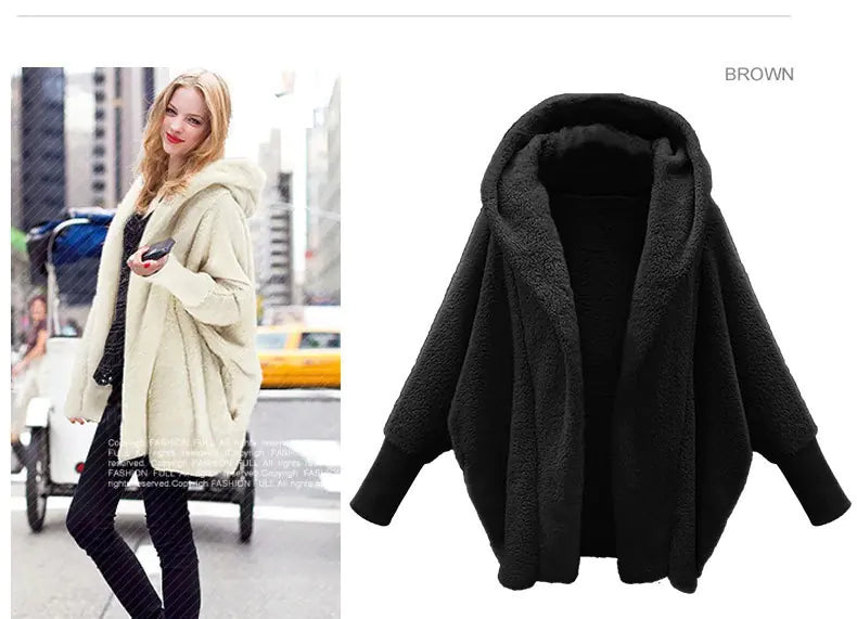 Autumn/Winter Women's Solid Color Hooded Coat