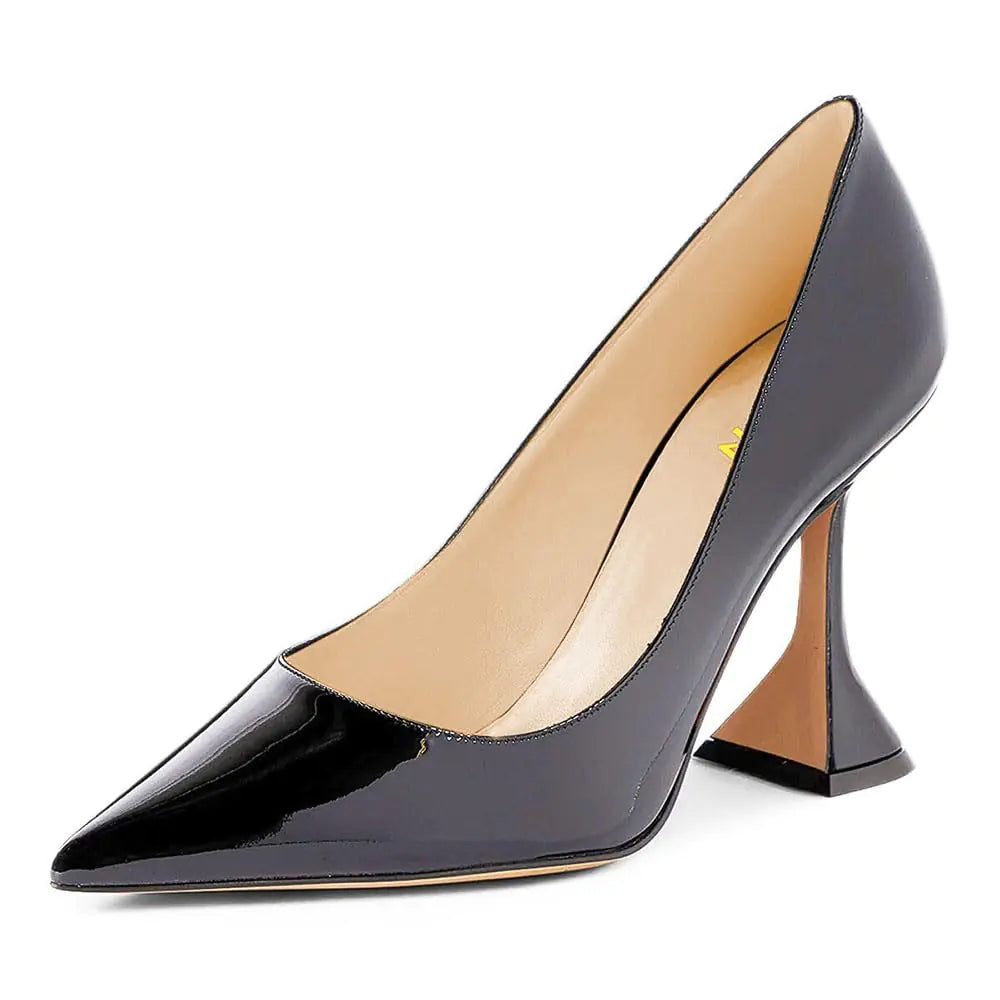 YDN Women Pointed Toe Slip on Pumps Special Kitten High Heel Shoes Party Prom Dress Lady Shoes Size 7 Black