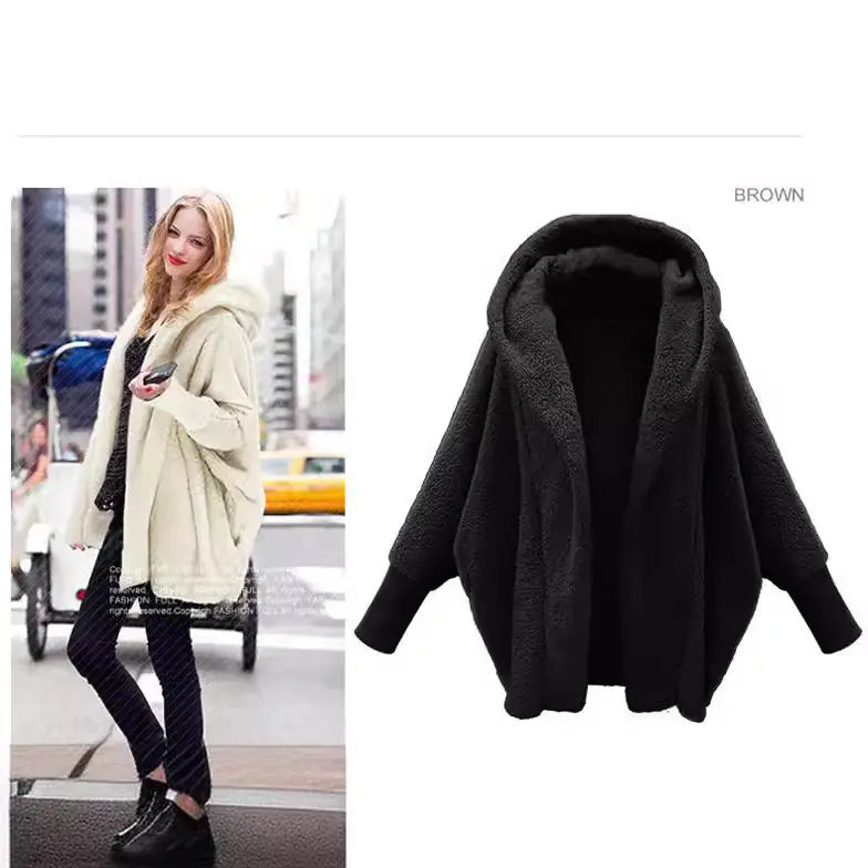 Autumn/Winter Women's Solid Color Hooded Coat