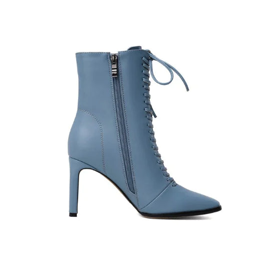 Fashion Leather Women's Boots with Thick Heels