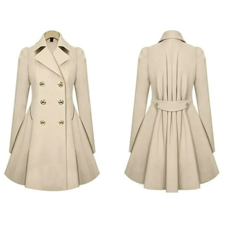Women's Double-Breasted Long Sleeve Trench Coat