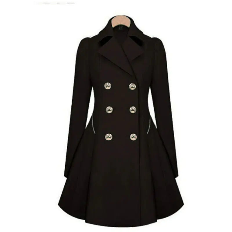 Women's Double-Breasted Long Sleeve Trench Coat